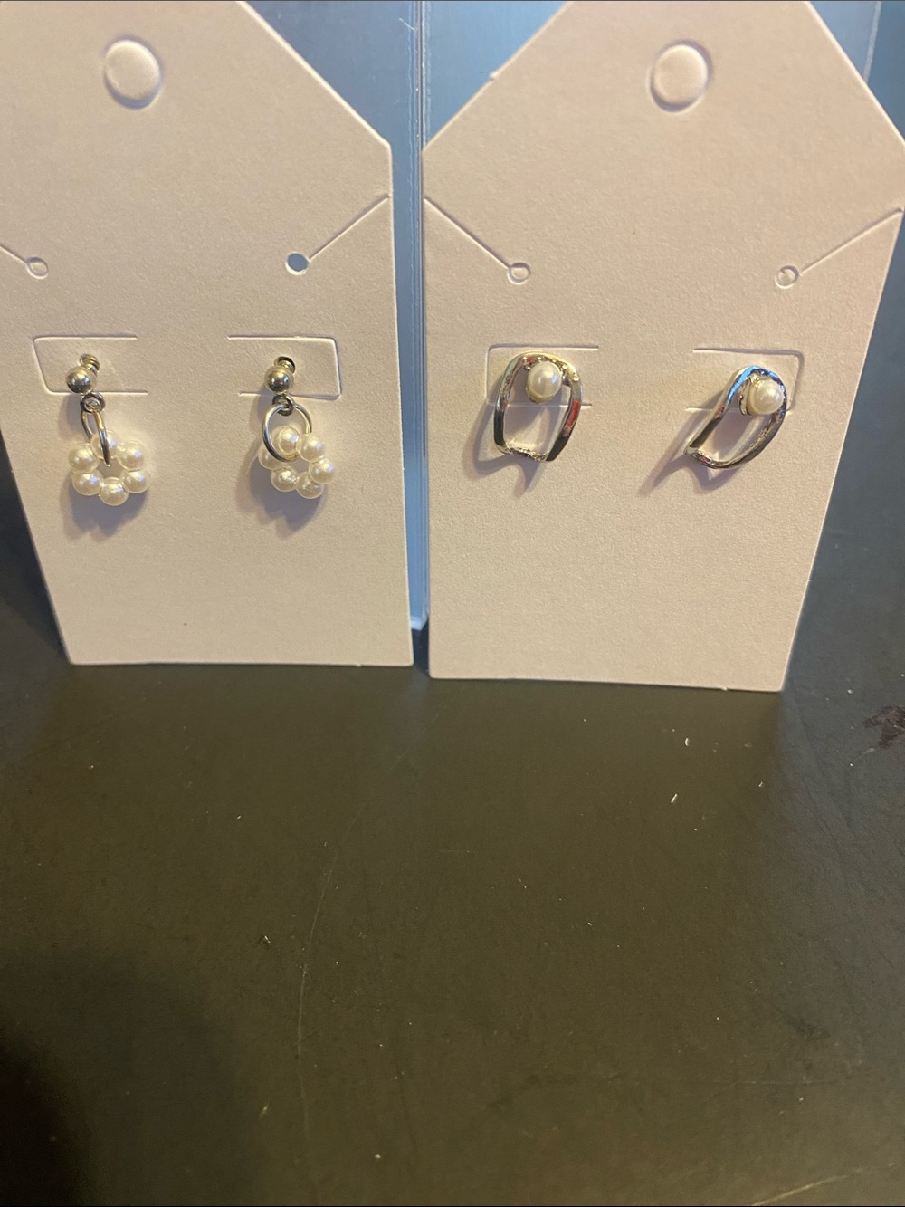 Pearl Accent Silver-Tone Drop Earrings - Set of 2